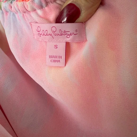 Lilly Pulitzer Neon Pink One-Shoulder Ruffle Dress with Multicolor Floral - Picture 3 of 3